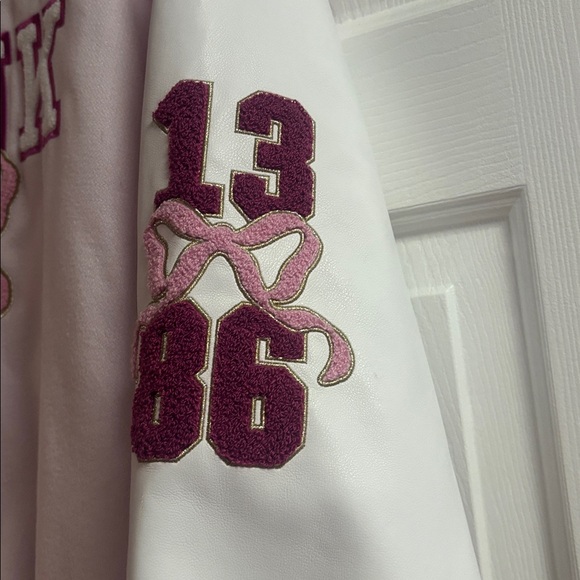 🎀 NWT  XL 🎀 PINK x Love Shack Fancy Reissued Varsity Jacket MSRP $199.95 - Picture 6 of 6